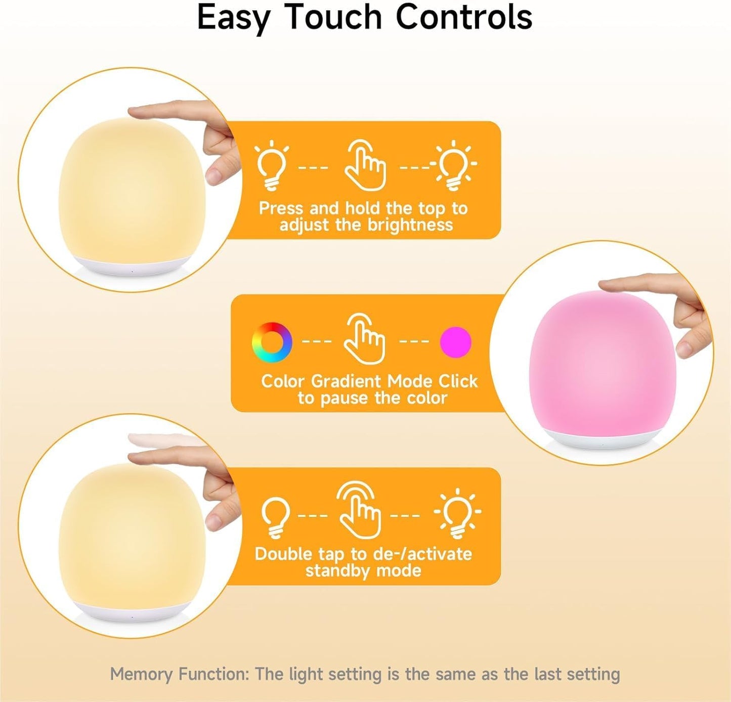 Night Light for Kids, Night Light for Baby Nursery, Color Changing&Dimmable Touch Control Egg Lamp Portable, Toddler Nightlight Silicone Lamp with Timer for Bedside, Camping, Easter (Green)