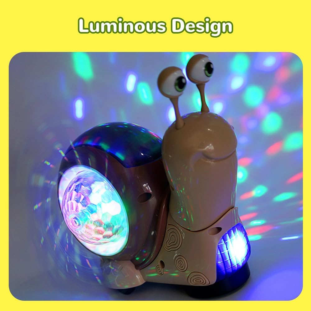 Glowing and Music Playing Crawling Snail, 2026 New Auto Moving Interactive Snail for Pet Play Dancing Musical (2 Pcs)