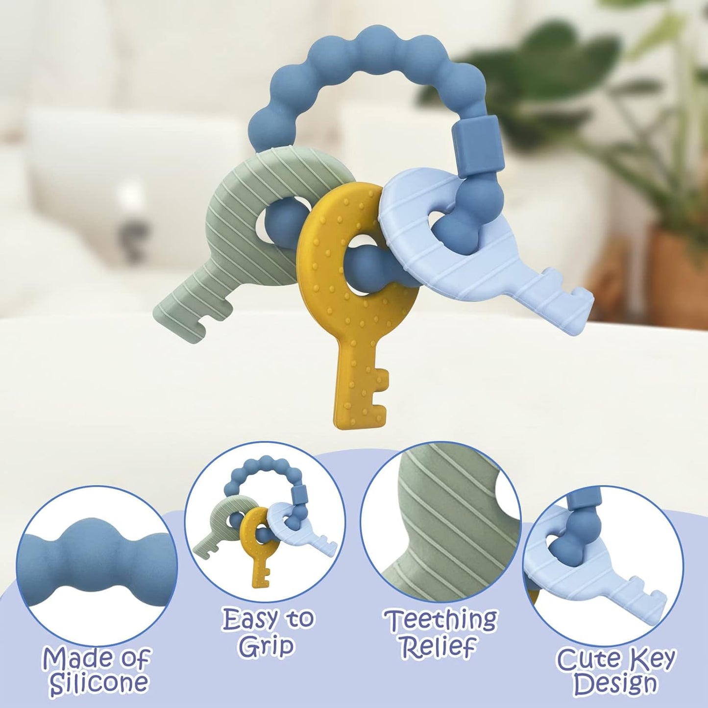 YAPROMO Silicone Teether Toys for Babies Cute Teething Ring Unisex Teething Toy for Baby Boy and Girls (Wine Red)