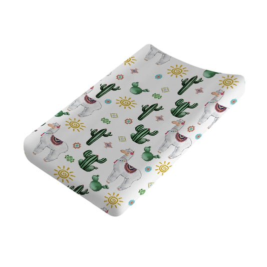 Changing Pad Covers Cartoon Llama Sun Cactus Diaper Changing Pad Cover Sheets for Boys Girls Ultra Soft Breathable Stretch Fitted Change Table Pad Covers 32''x16''