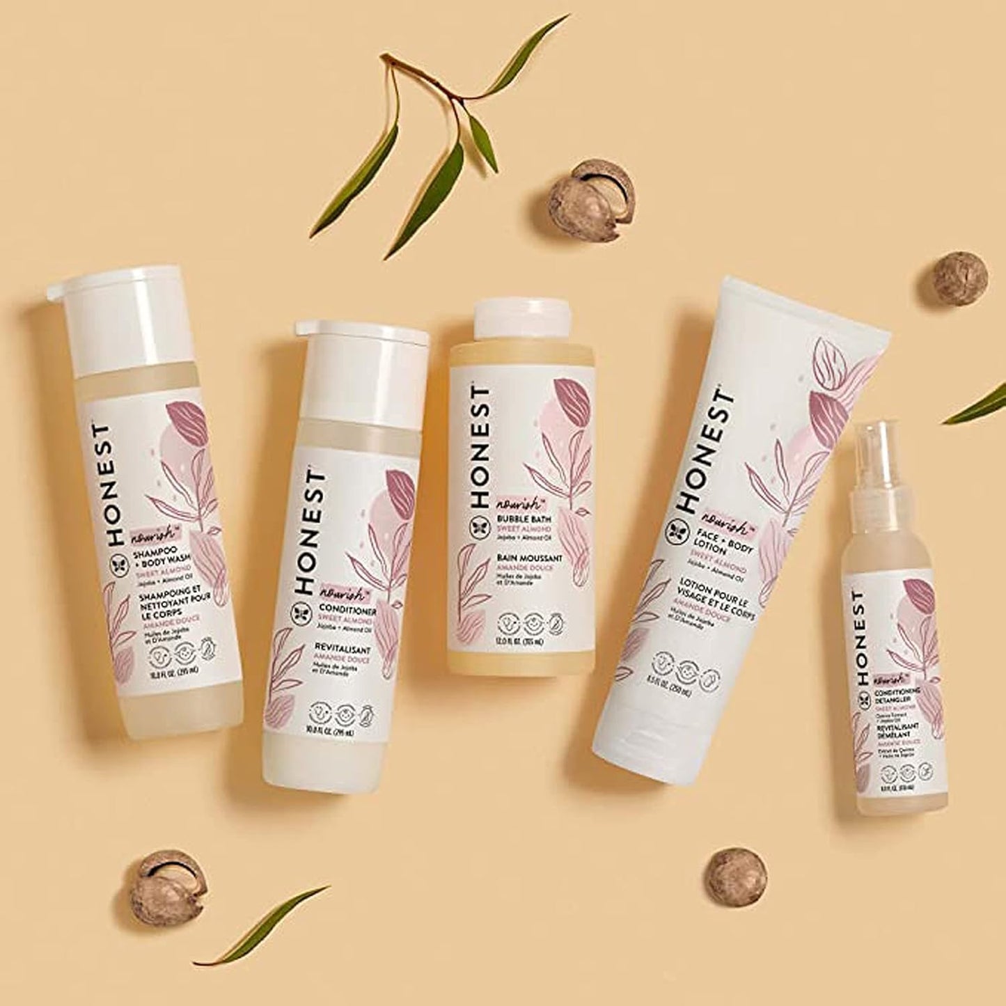 The Honest Company Silicone-Free Conditioner Gentle for Baby Naturally Derived Tear Free Hypoallergenic Sweet Almond Nourish 10 fl oz