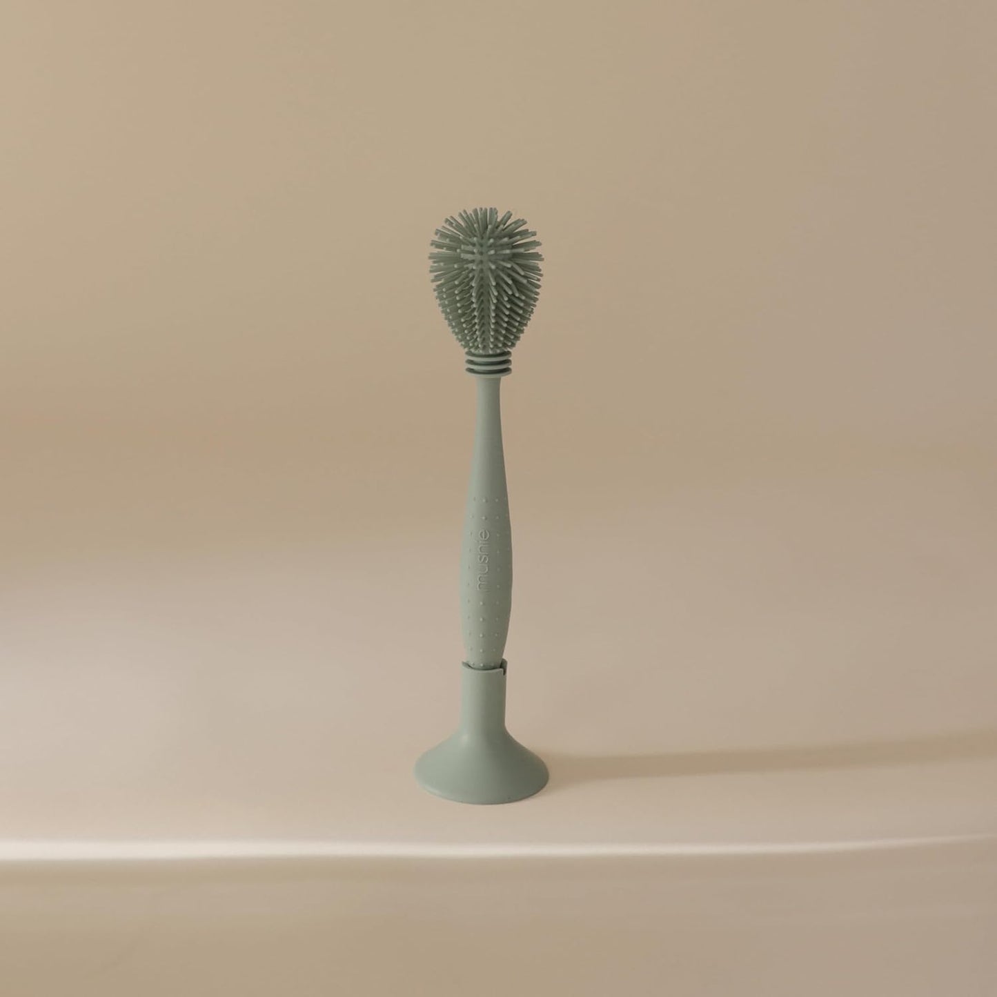 mushie Baby Bottle Brush | Soft Silicone with Suction Base (Cambridge Blue)