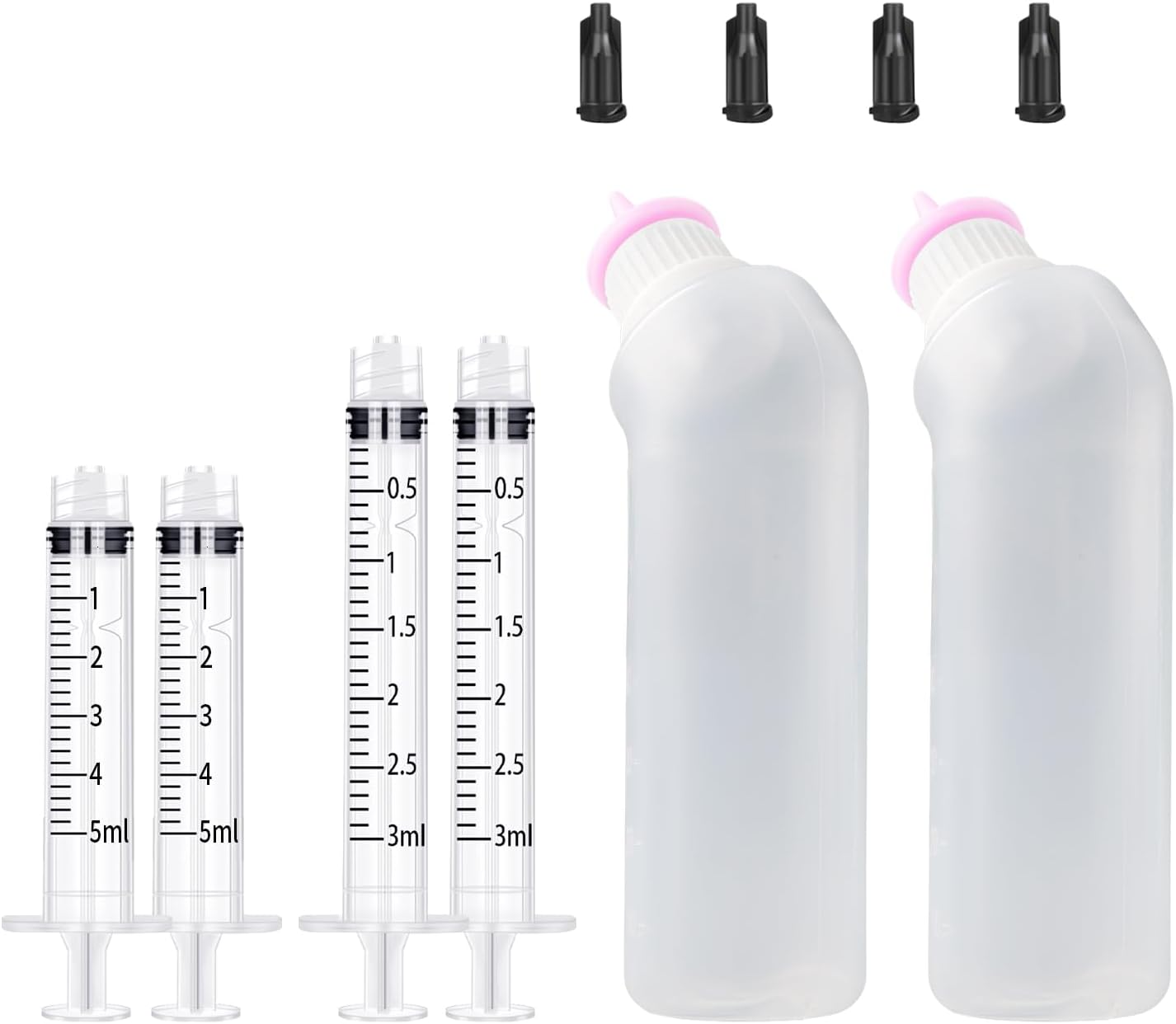 Pink Original Pet Feeding Silicone Nipple with Bottle and Syringes for Puppy Cat or Other Pets