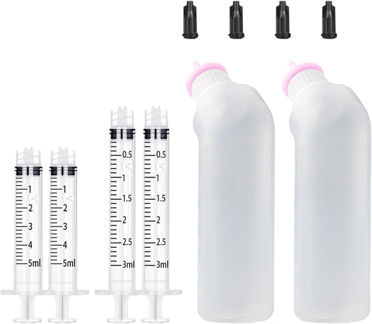 Pink Original Pet Feeding Silicone Nipple with Bottle and Syringes for Puppy Cat or Other Pets