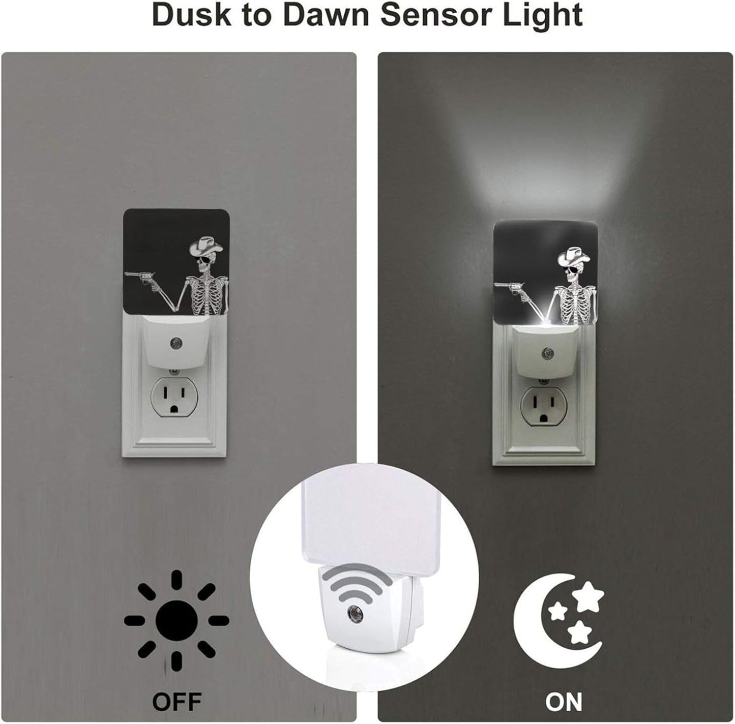 Led Night Light, Funny Gothic Skull Cowboy Decorative Plug in Nightlights,with Smart Auto Dusk to Dawn Night Light for Bedroom, Kitchen, Nursery, Bathroom