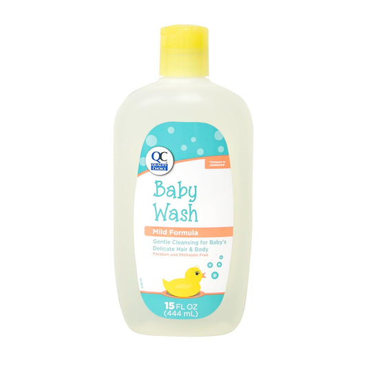 Quality Choice Baby Wash & Shampoo, Paraben & Phosphate Free Formula for Safe, Tear Free, Gentle Cleansing of Soft Delicate Hair & Body. 15 oz Bottle for Moisture Rich Daily Soothing Bath Routine