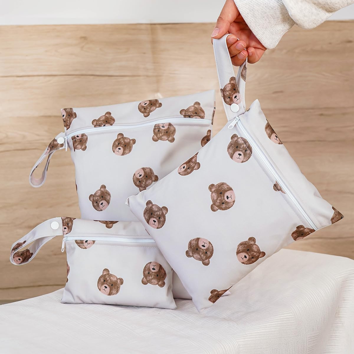 Happy Flute 3 Set Wet Bag Storage Bag Zipper Waterproof Washable Travel Bags, Beach, Pool, Gym Bag for Cloth Diaper, Swimsuits & Wet Clothes(HF01)