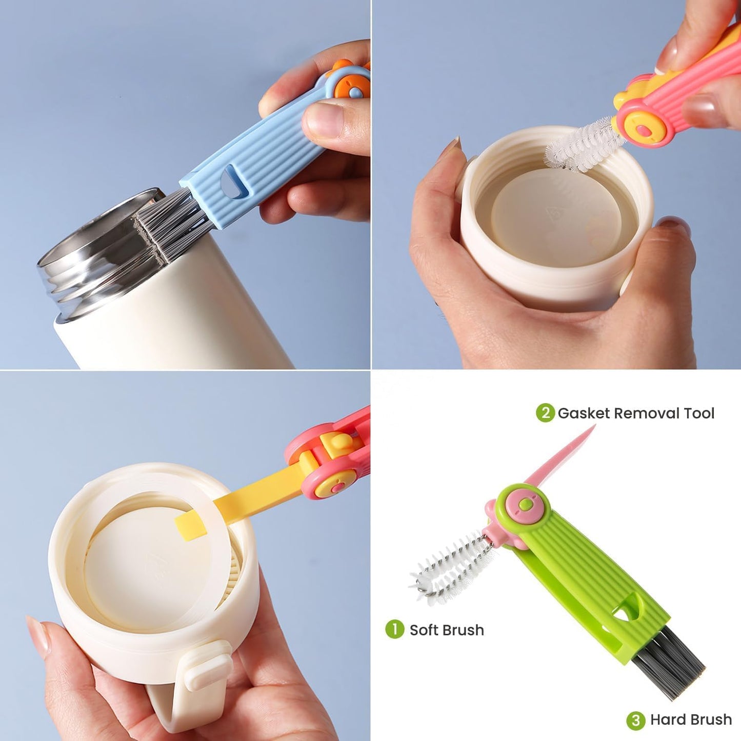 4-in-1 Baby Bottle Brush Set, Bottle Brush Cleaner, Bottle Cleaner Brush Set, Including Nylon Bottle Brush, Bottle Cap Brush, Straw Brush, Nipple Brush, BPA-Free (Green)