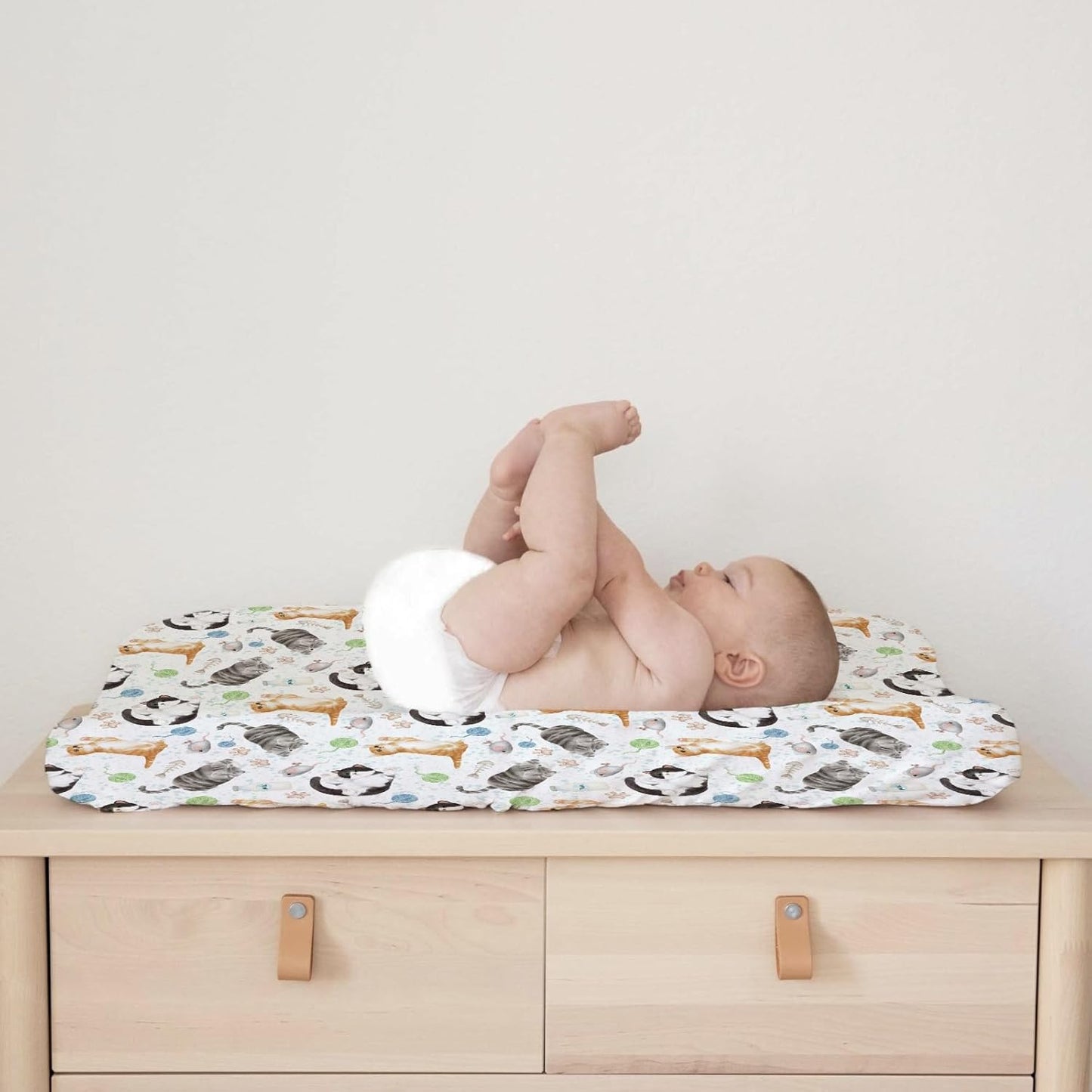 Watercolor Cats Changing Pad Covers Cute Cats Paws Milk Baby Changing Table Sheet for Boy Girl Cats Lovers Gift Soft Breathable Stretch Fitted Diaper Changing Pad Table Mats Nursery Bedding 32''x16''