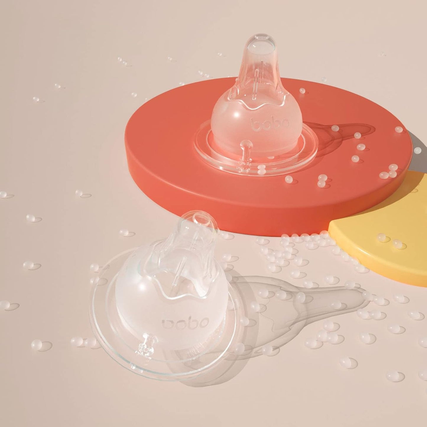 YOHKOH Natural Glass Baby Bottle with Natural Response Nipple, Newborn Anti-Colic Baby Bottles, Wide Neck Mushroom Cap Baby Bottle, Clear (3.4oz (Pack of 2), Multicolour)