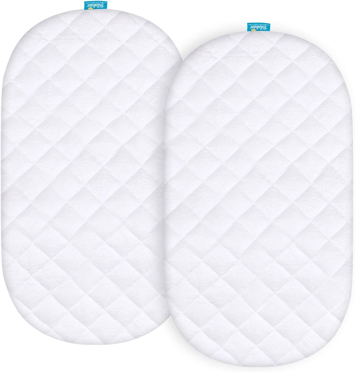 Waterproof Mattress Protector, Quilted Mattress Cover for Moses Basket Mattress & Silver Cross Stroller Bassinet Mattress, 2 Pack, Ultra Soft Surface, White