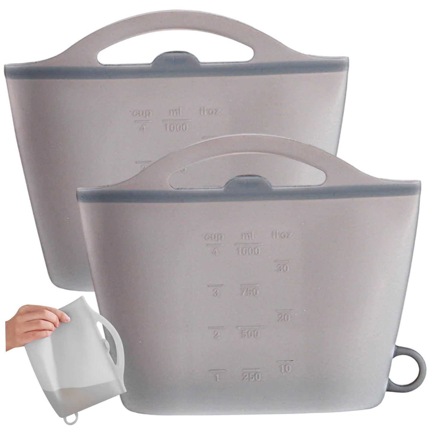 2PCS Microwave Sterilizer Bag, 1000ml Flexible Silicone Microwave Steam Bags, Hanging Leakproof Pacifier Sterilizer with Handle Bags for Baby Bottles