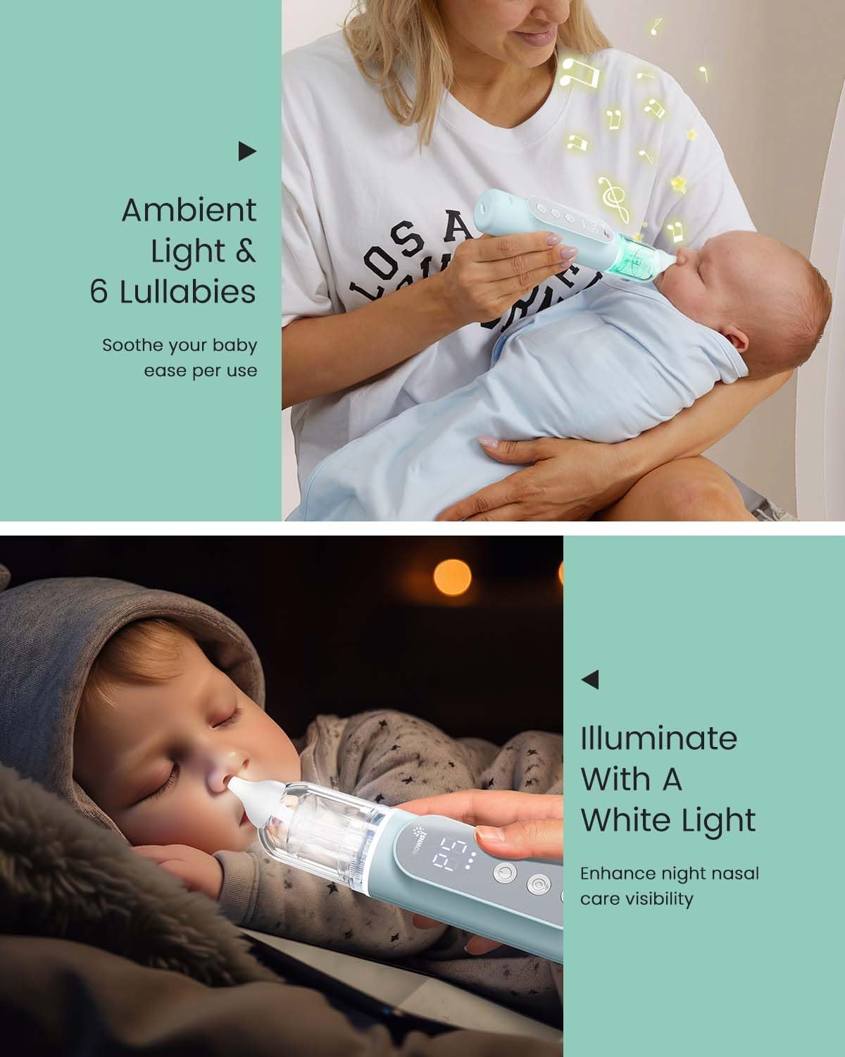 GROWNSY Nasal Aspirator for Baby, Upgraded 5 Suction Levels Baby Nose Sucker, IPX7 Waterproof Electric Nose Suction for Baby, Booger Sucker for Toddlers with Music & Light Functions (Blue)