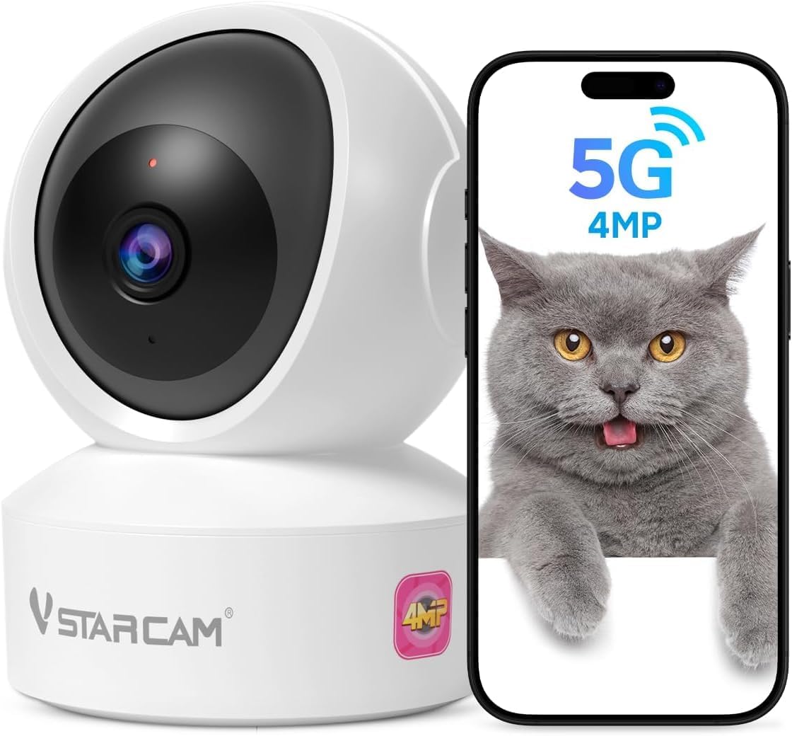 VSTARCAM 5G Security Camera Indoor, 4MP 2.5K Pet Camera with Speaker for Dog/Cat, Baby Monitor with Phone App, Dual-Band WiFi, Auto Tracking, IR Night Vision, 2-Way Talk, Cloud & SD Card Storage