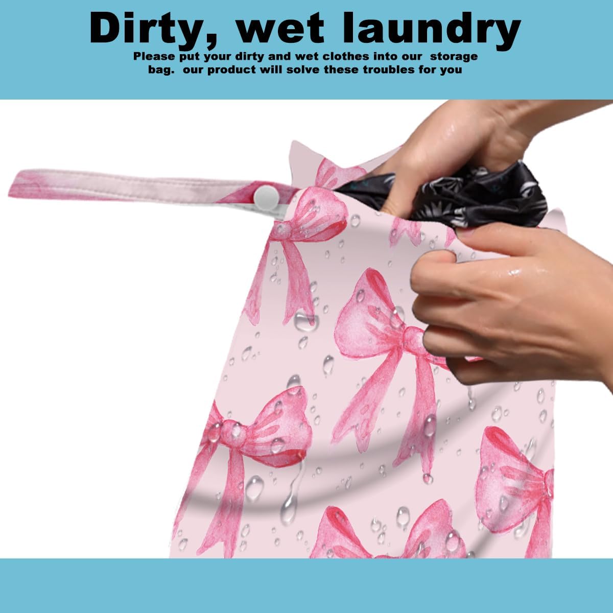 2Pcs Bow Tie Wet Bag for Vacation Essentials, Waterproof Reusable Wet Dry Bags, Heart Washable Travel Laundry Bags for Beach Diapers Dirty Yoga Gym Clothes, Pink Gifts for Women Friend, 12x10 Inch