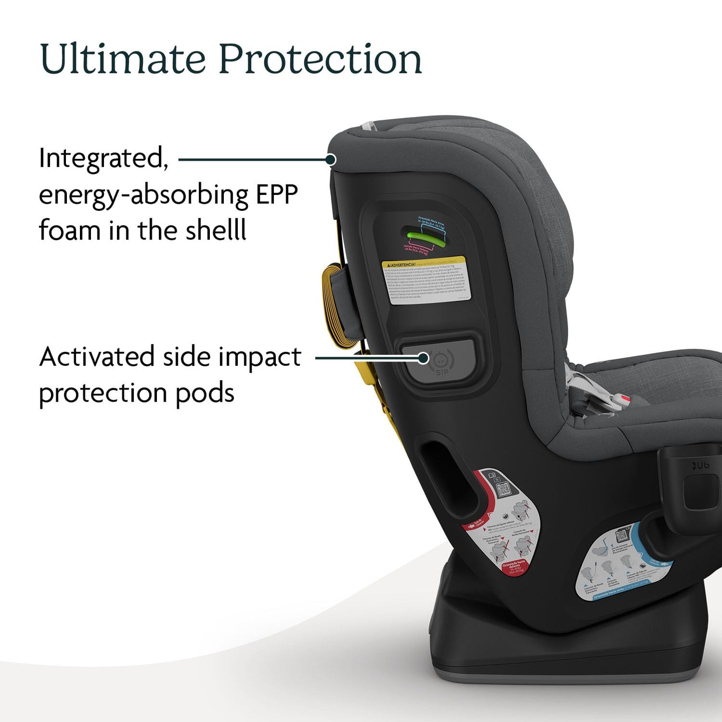 UPPAbaby Rove Convertible Car Seat - 2-in-1 Rear + Forward Facing - Quick + Secure 3-Step Install - Intuitive Safety Technology + Comfort Features - Cup Holder Included - Greyson (Grey Mélange)