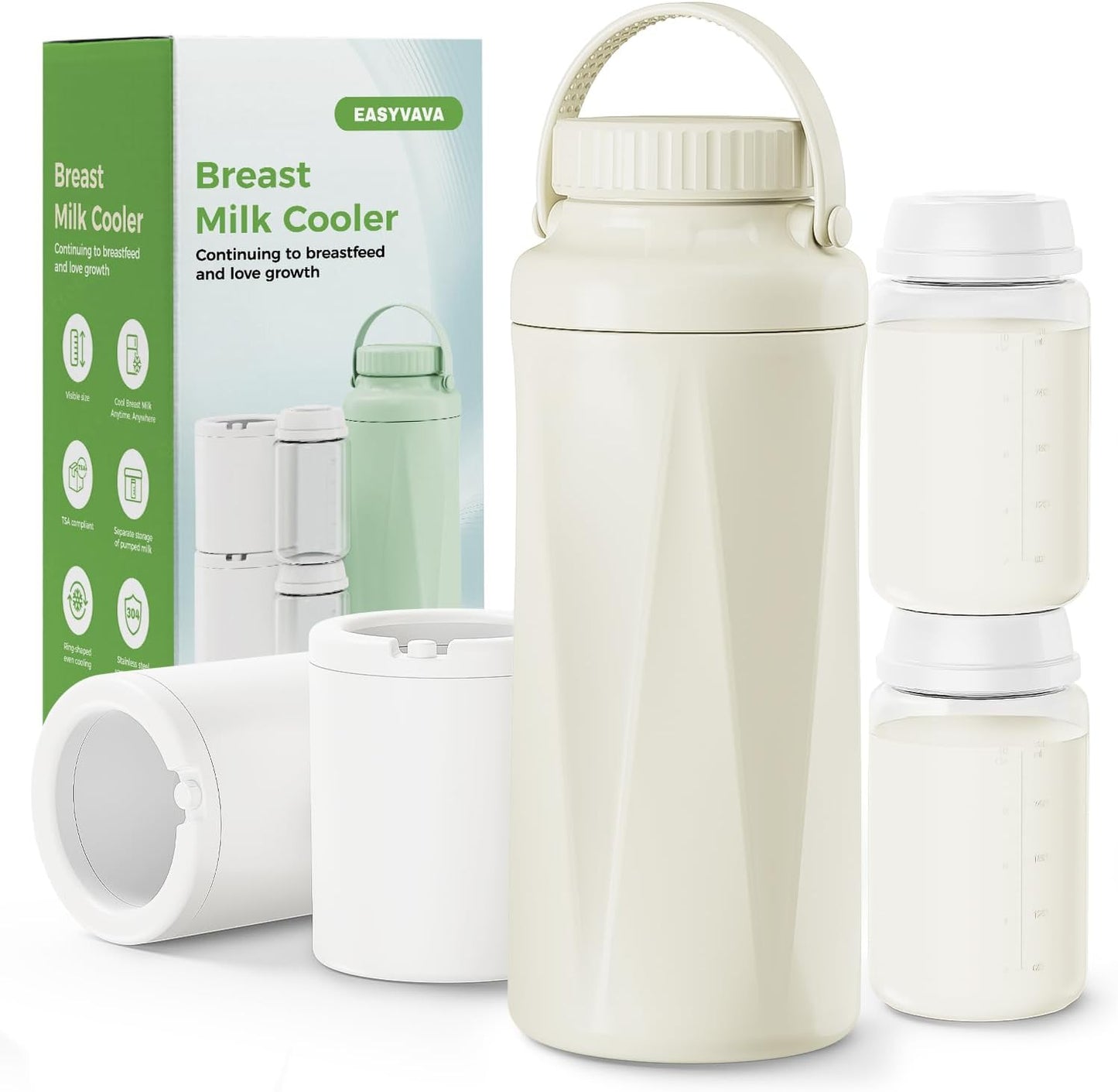 22oz Portable Breast Milk Cooler Bottle-Breastmilk Chiller for Outdoor Travel Mom, Keeps Milk Fresh Cooling for 24 Hours,Breastfeeding Essentials with 2pcs Bottle for Breastmilk Storage