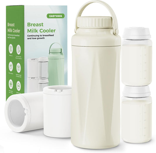 22oz Portable Breast Milk Cooler Bottle-Breastmilk Chiller for Outdoor Travel Mom, Keeps Milk Fresh Cooling for 24 Hours,Breastfeeding Essentials with 2pcs Bottle for Breastmilk Storage