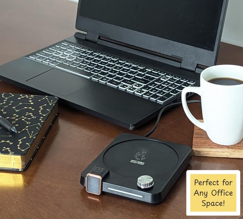 Hot Drink Beverage Warmer. Coffee, Milk, Tea, Cappuccino, Mocha, Candles, Dial Tempreture and Digital Display. Desk, Office, Workplace. 105F- 176F. 4 Hour shutoff, 1-12 Hour Schedule. (White)