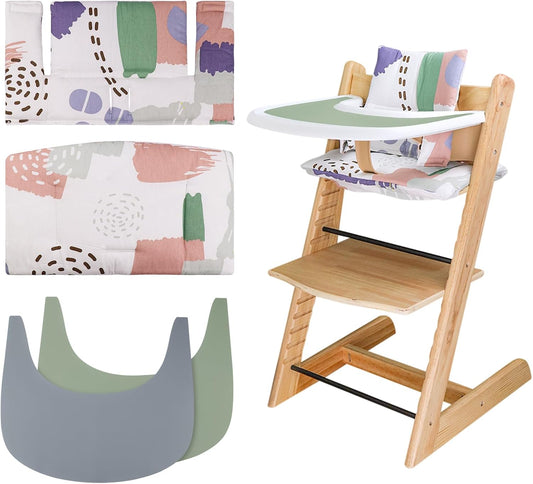 for Tripp Trapp High Chair Cushion, Comfortable for Tripp Trapp High Chair Cushion, with Two High Chair Placemat, for Tripp Trapp Cushion Set Makes It More Comfortable for Baby (Light Color Print)