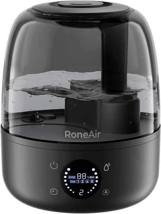 Humidifiers for Bedroom Large Room Home, 3L Cool Mist Humidifiers for Baby Nursery & Plants, Ultrasonic, Oil Diffuser, Timer, Auto Shut-Off, 360° Nozzle, 26dB Quiet, Automatic Mode