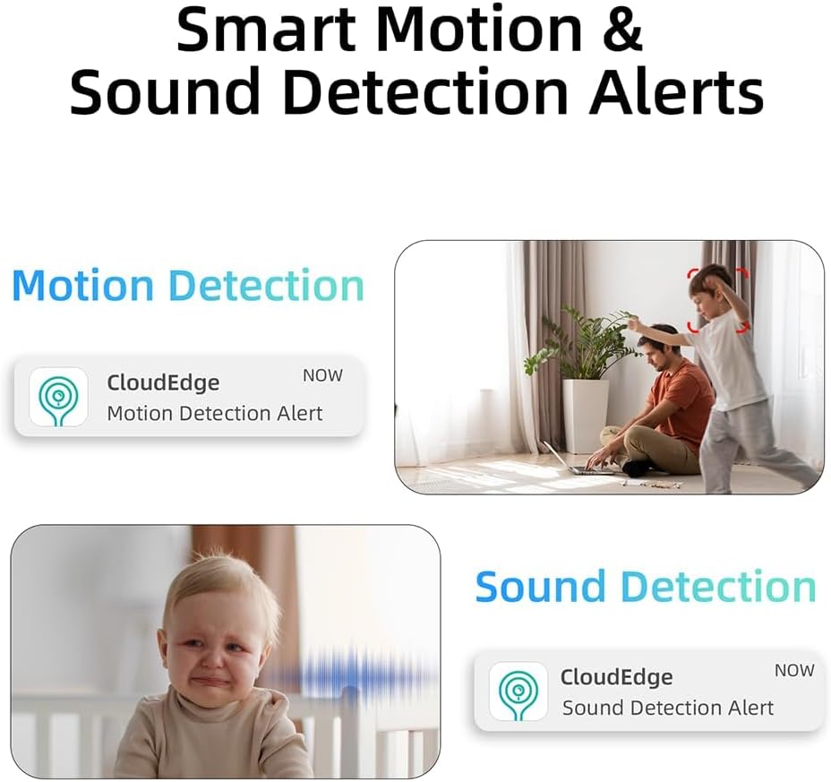 Rraycom 2K Pan/Tilt Security Camera for Baby Monitor, 5G Dog Camera w/Motion Detection&Crying Detection, 2-Way Audio, Siren, Night Vision, Motion Tracking,Cloud & SD Card Storage, Works/Alexa,3Pack