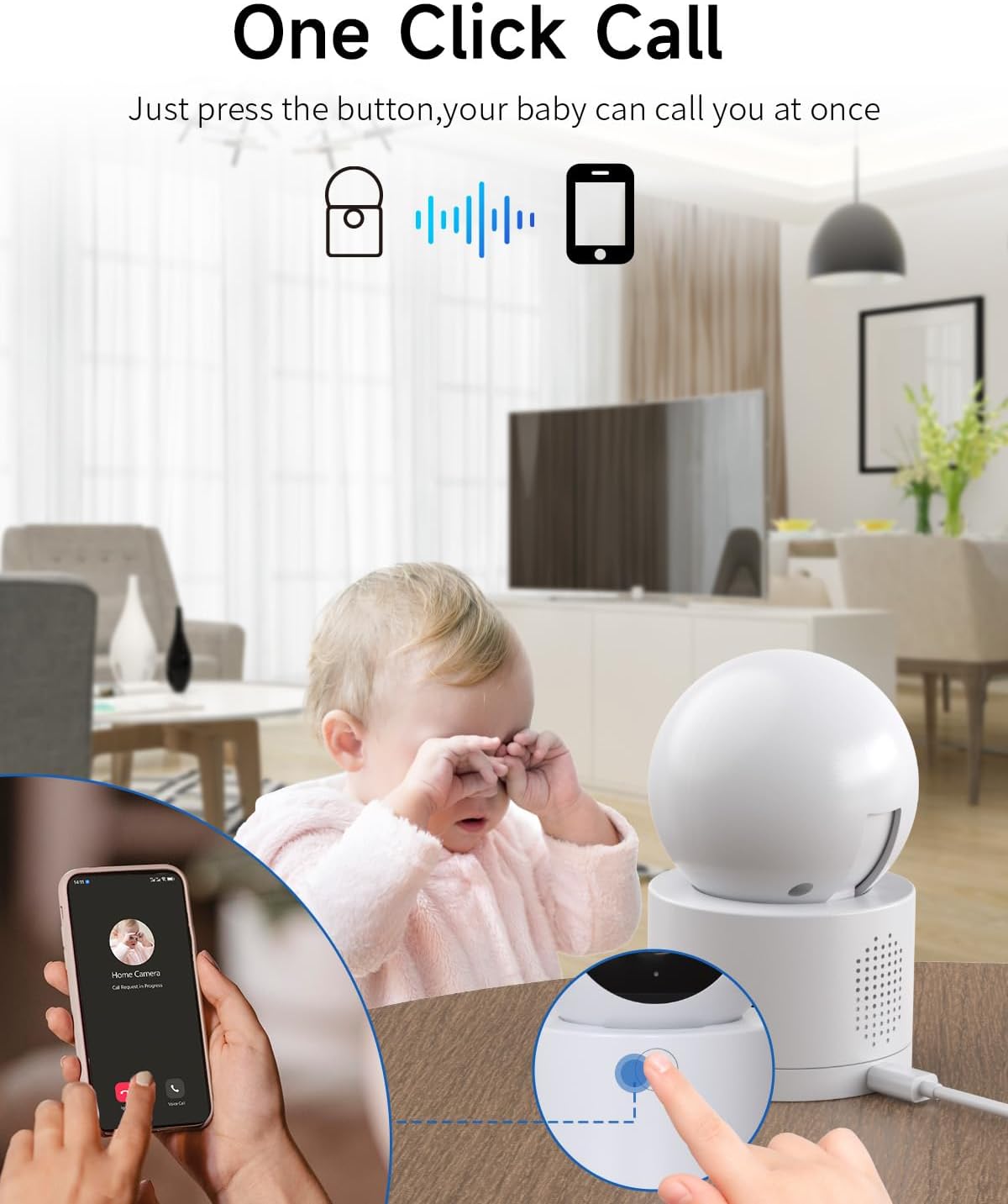 [5G & 2.4G] 2K Pan/Tilt Security Cameras for Home Security Indoor, AI Voice Change for 2-Way Talk, Motion Detection, 24/7 SD Recording/Cloud Storage, Baby Monitor/dog/Pet Camera with Phone App
