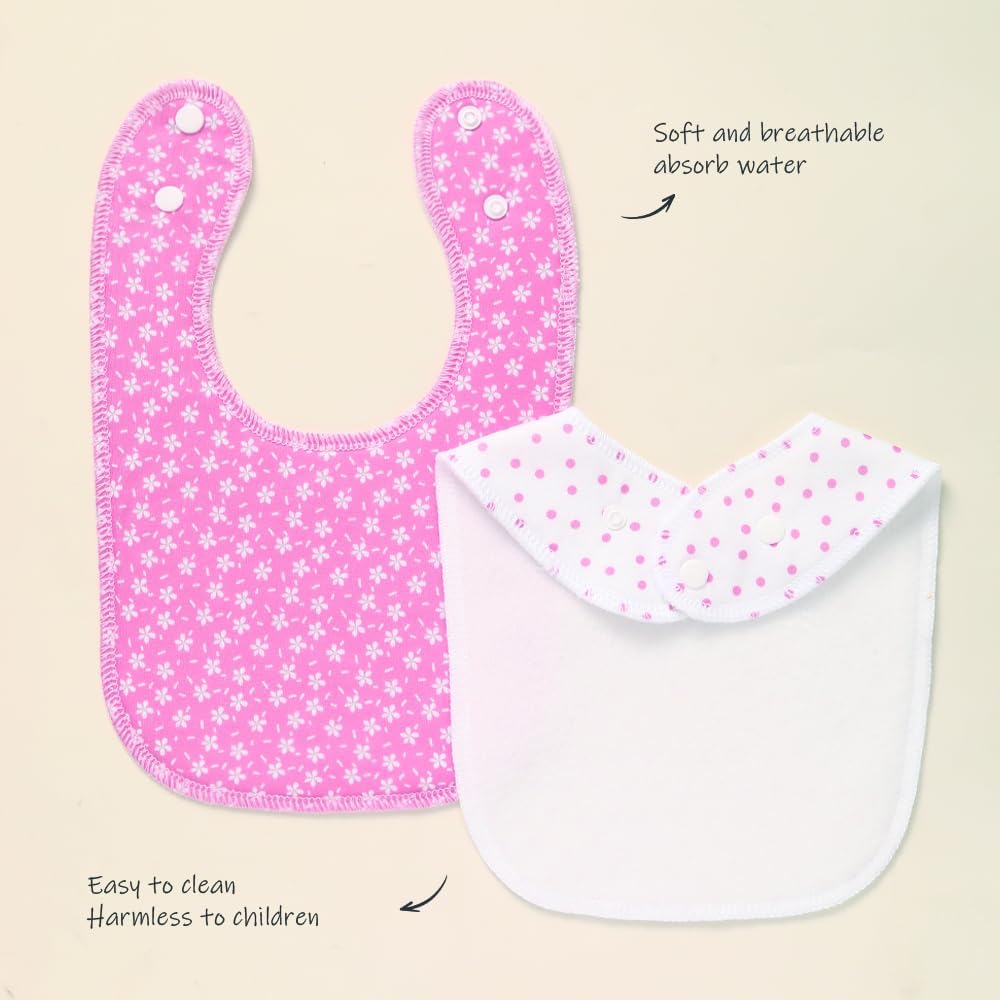 8 Pack Baby Bibs Unisex Adjustable with Snaps Ultra Soft Absorbent Drooling Teething for Boys and Girls