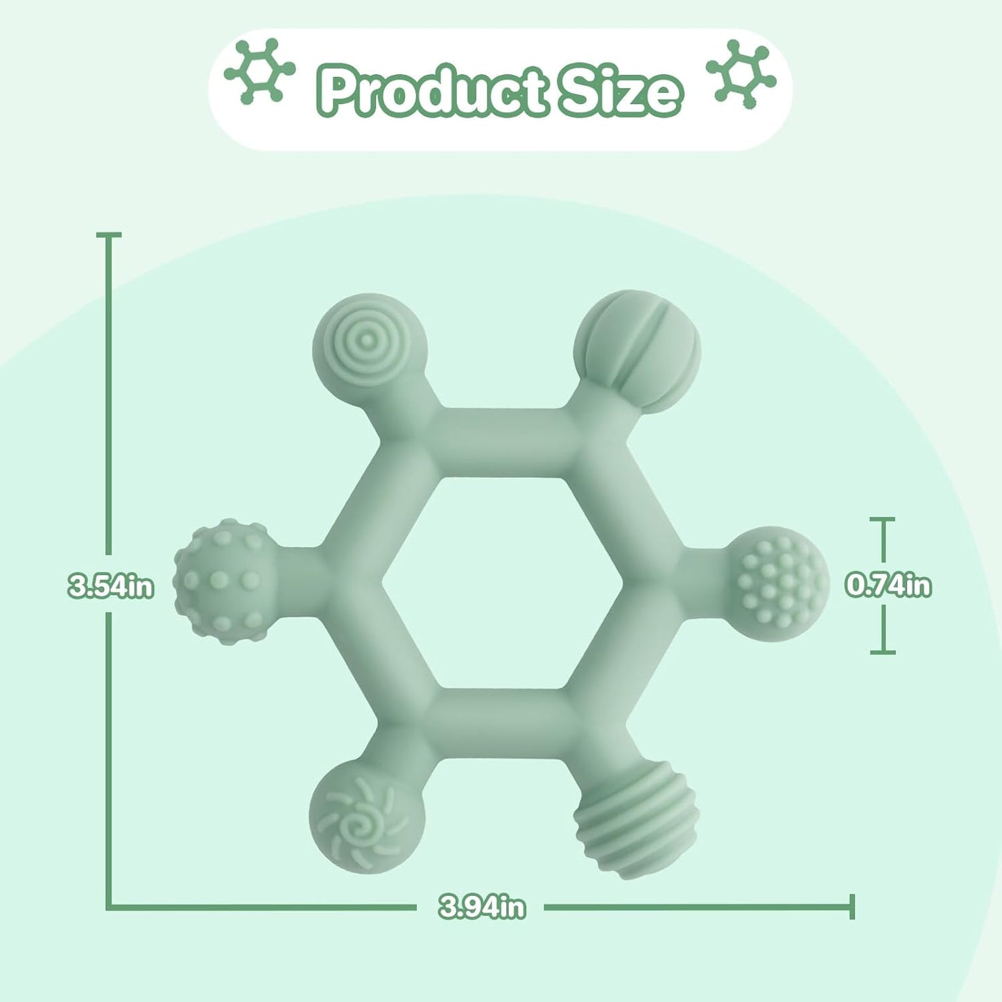 3 Pack Baby Teething Toys, BPA-Free Silicone Baby Teether Toys Teething Relief, Chew Toy for Babies 6-24 Months (Green & Blue & Pale Pink)