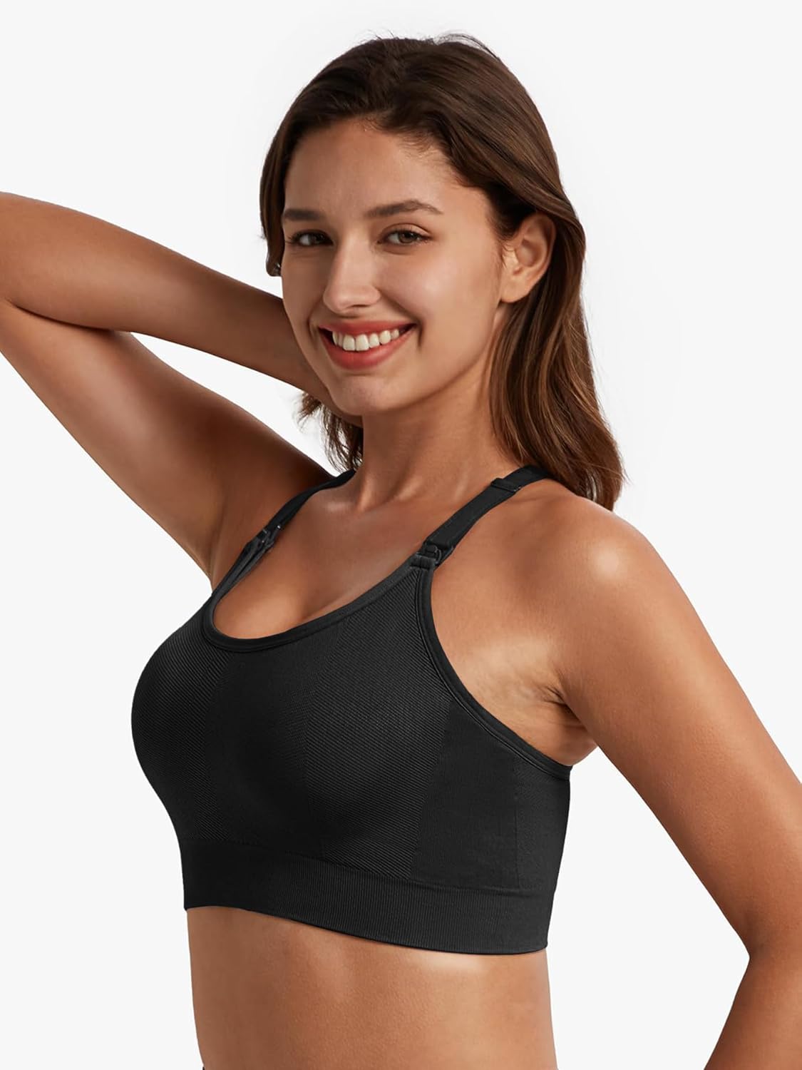 Angelhood Nursing Bras for Breastfeeding, Seamless Nursing Sports Bra Medium Impact Support Maternity Bras for Pregnancy