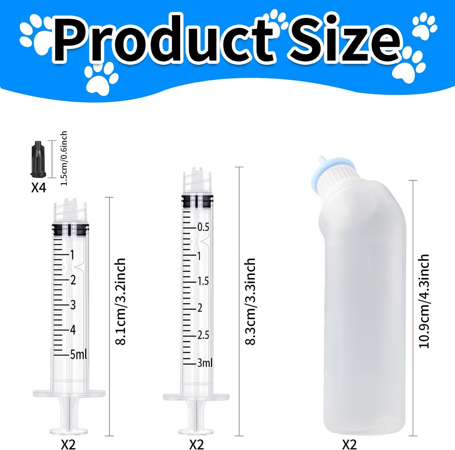 Blue Pet Feeding Silicone Nipple with Bottle for Kittens,Squirrels,Newborn Kittens Puppy Cat or Other Pets