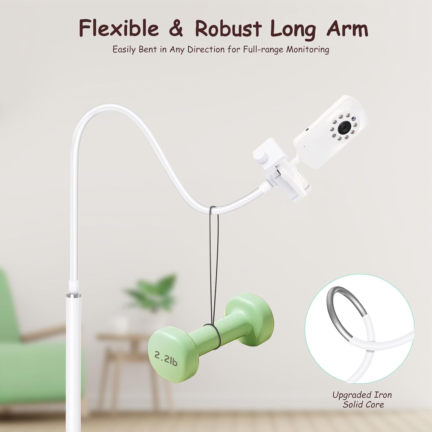 69" Adjustable Height Floor Stand for Hello Baby Monitor, Gooseneck Swivel Holder Mount with Stable Base for HelloBaby,Nanit Pro,Owlet, Motorola,VAVA,1/4 Thread Connection, Universal Monitor Mount