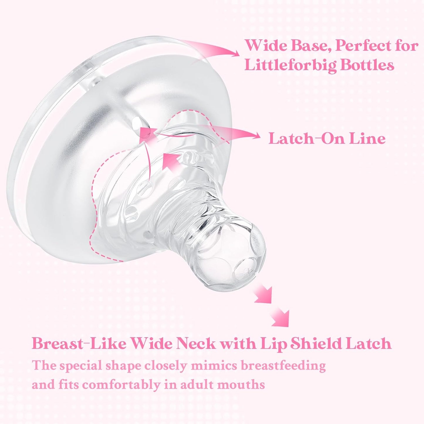 LittleForBig Silicone Soft Touch Adult Bottle Nipples Replacement Teat Compatible with LittleForBig Bottles - Lip Care Bottle Nipples for Adults 3-Pack