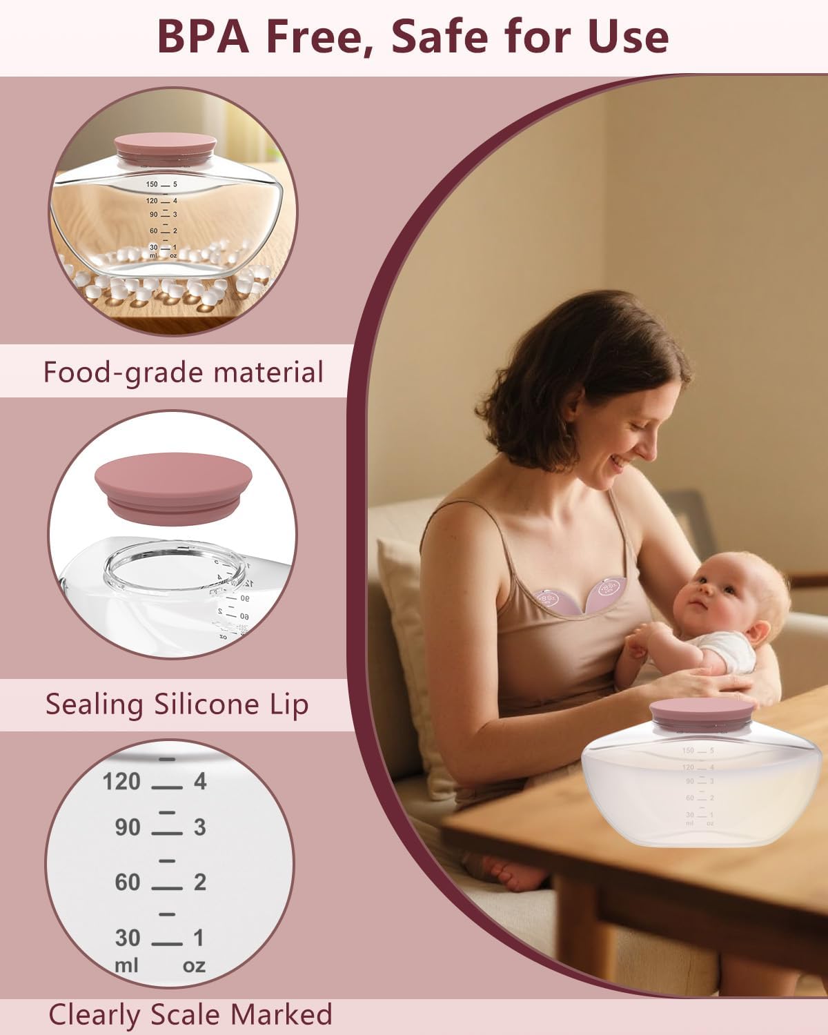 2pcs Breastmilk Container Compatible with Upgraded Mobile Flow | Upgraded M9, M9 Breast Milk Storage Bottle with Silicone Lip, BPA Free, Leak-Proof, Not Original Parts, 2packs Red Collector