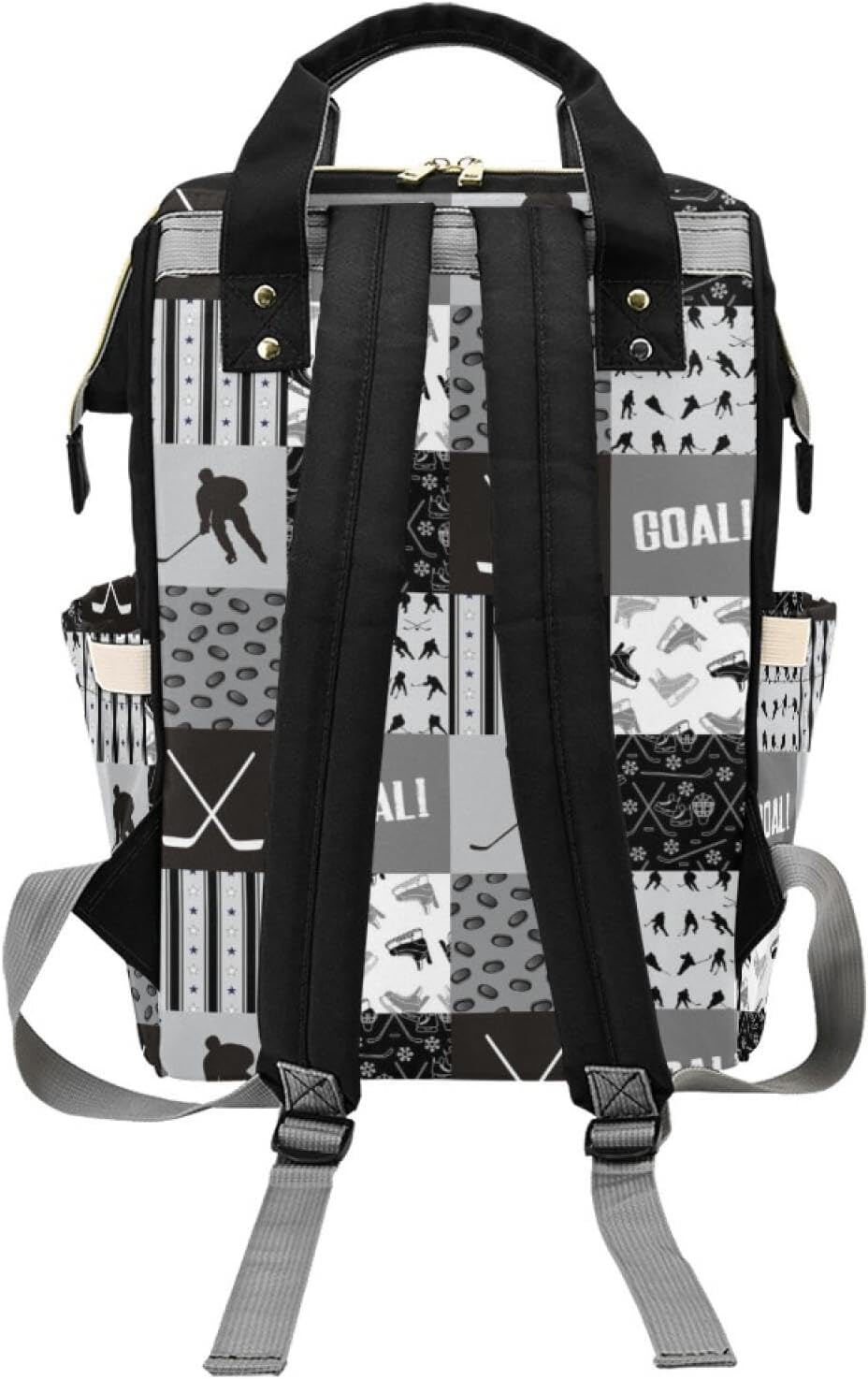 Custom Hockey Baby Diaper Bag with Name – Personalized Nursing Travel Tote Backpack for Mom or Dad, Custom Name Baby Daypack Gift