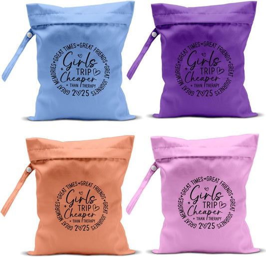 4Pcs Girls Trip Gifts Wet Dry Bag, Beach Bag Wet Bag Favors Aloha Bags, Sunscreen Bags Swimsuit Toiletry Travel Essentials For Women, For Beach Travel Laundry bags Dirty Diaper Swimsuit Gifts