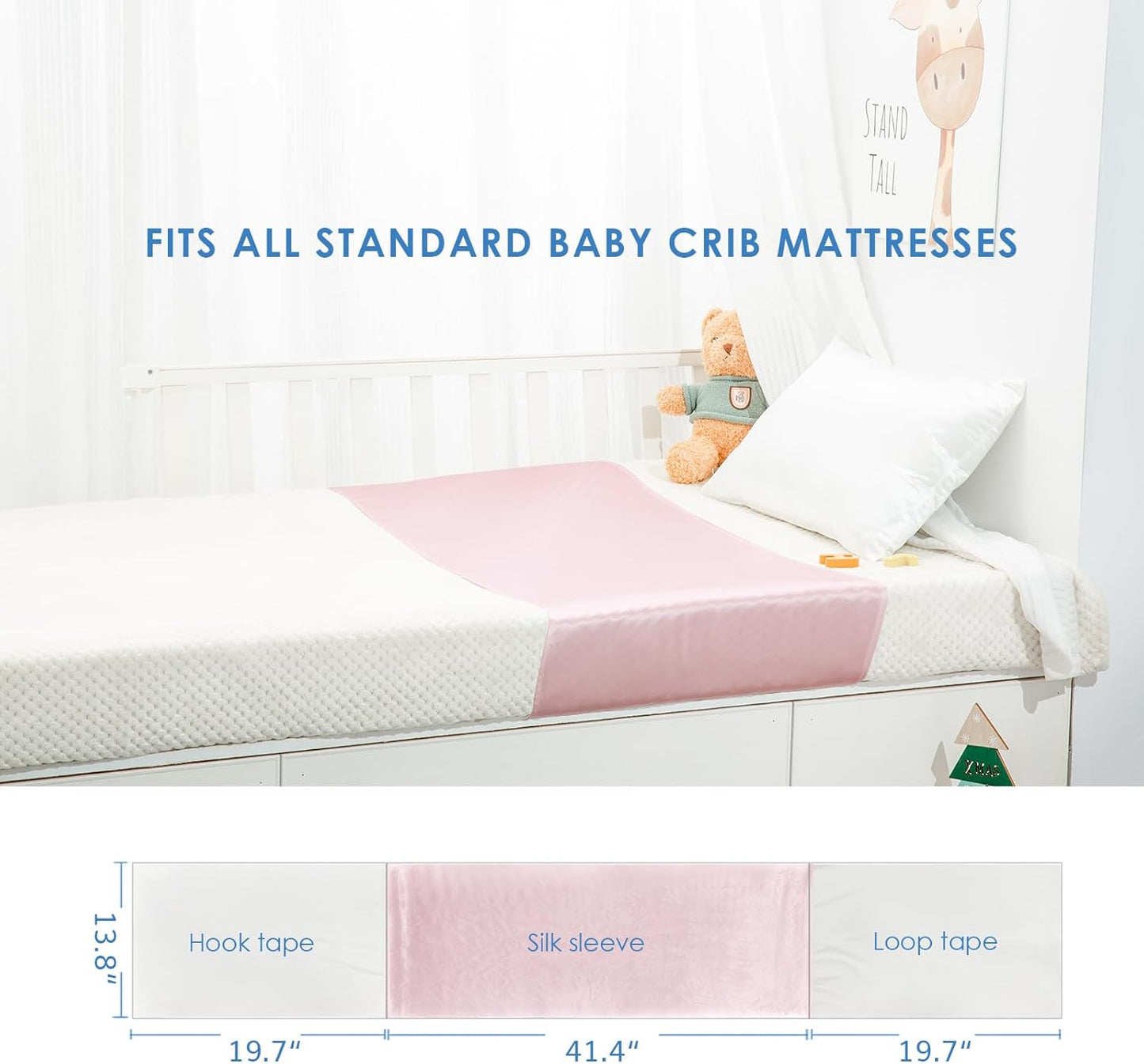 PROMEED 100% Mulberry Silk Crib Sheet for Baby Hair, 23 Momme Silk Bassinet Slip for Baby Bald Spots, Soft and Safe Cot Sleeve for Everyday Use (Pink)