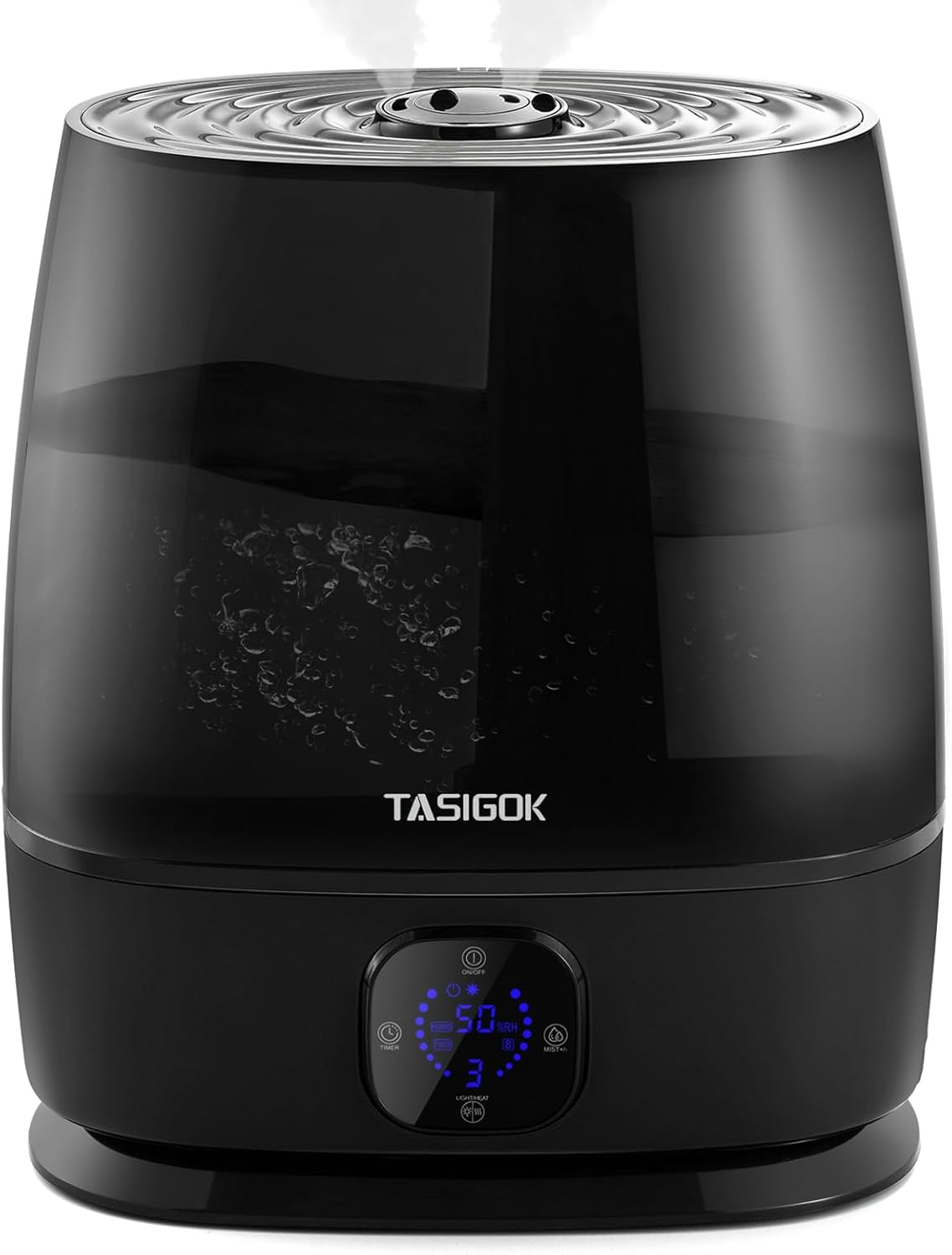 Humidifiers for Bedroom Home, 6L Cool and Warm Mist Air Humidifier for Large Room Baby Nursery, 50H Easy Clean and Top Fill, Quiet with Ultrasonic, Essential Oils, Auto Mode, for House, Black