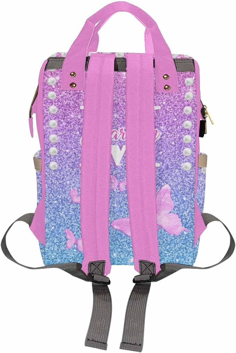 Customize Baby Bag Baby Bags Fors Customized Diaper Bag Customized Backpacks Nappy Backpack Adjustable Shoulder Straps Casual Daypack, Colorful Butterfly