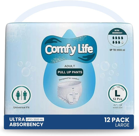 Comfy Life Premium Adult Diaper Incontinence Pull Up Pants – High Absorbency Adult Diapers for Women & Men - Adult Pull Up Nappy Pants for Comfort & Protection - Large Pack of 12 Pants