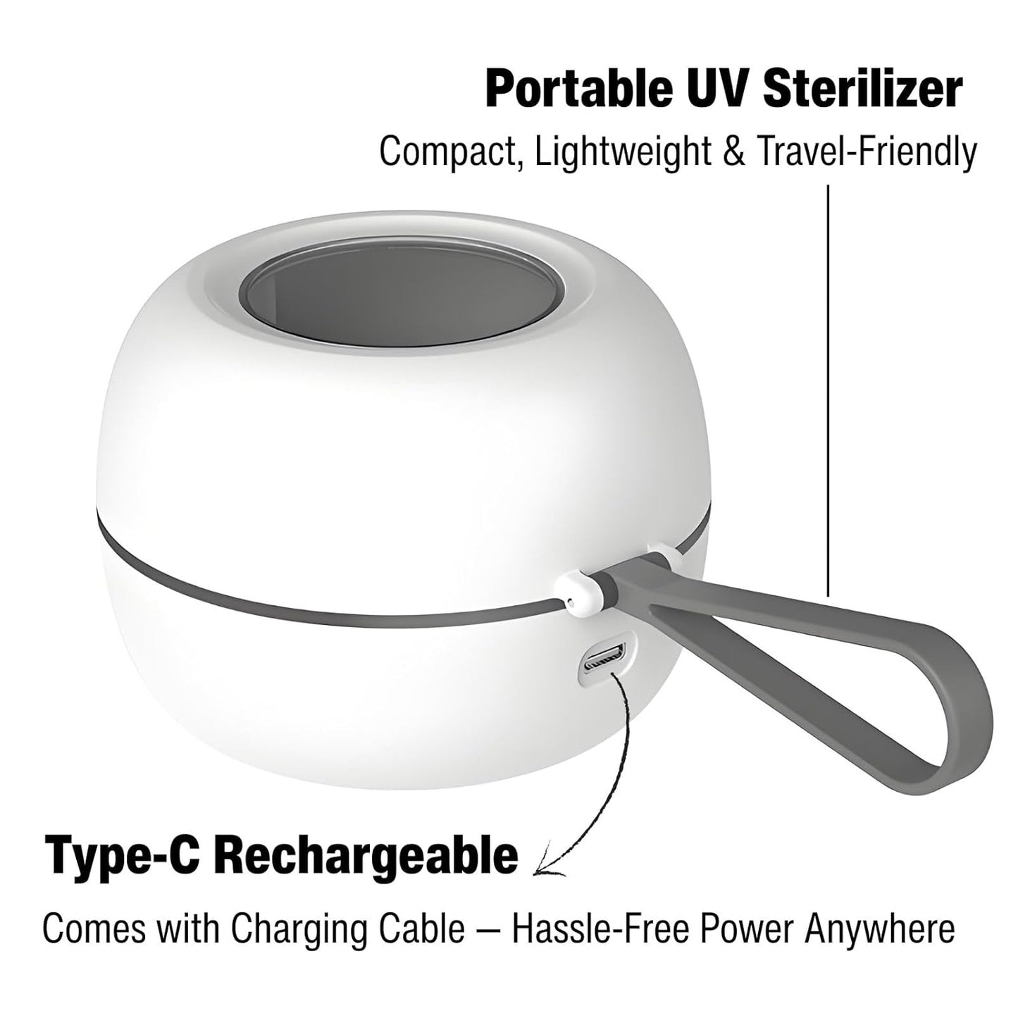 PandaEar Portable UV Pacifier Sanitizer, USB Rechargeable Mini Sanitizer Case, 99.9% Cleaned in 3 Minutes, Portable Baby Pacifier Cleaner for Travel and Home Use