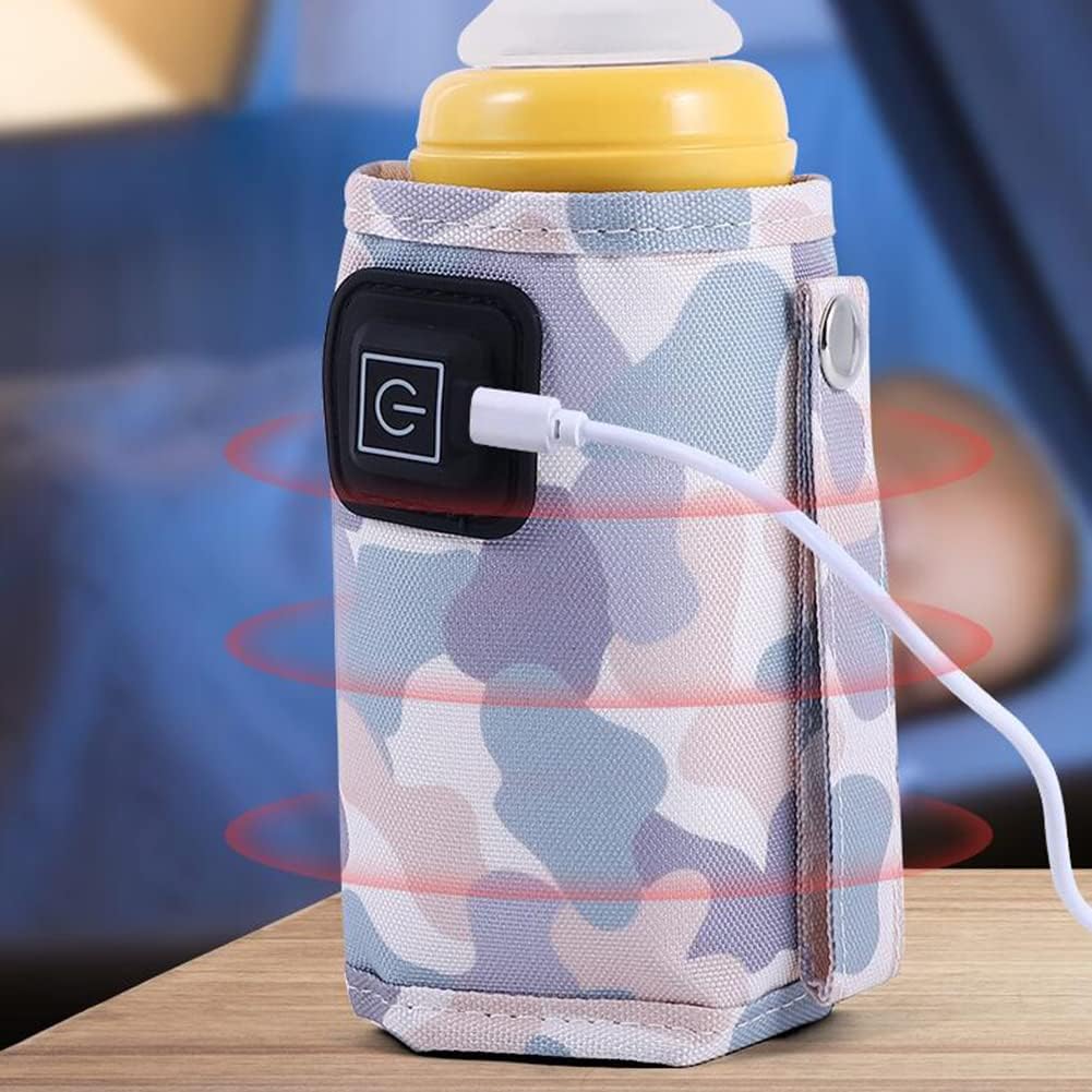 Car Travel Bottle Warmer,5V 2A USB Heating Bottle Warmer 40°C-60 °C Three Gear Adjustable Car Travel Milk Bottle Warmer Milk Heat Keeper Lightweight Milk Heater Cover,Black