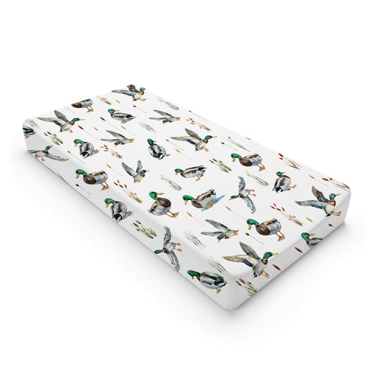 Watercolor Mallard Duck Hunting Changing Pad Cover Duck Hunting Nursery Decor Change Table Sheets for Baby Boy Girl Wild Duck Leaves Soft Breathable Stretchy Snug Fitted Changing Table Mats 32''x16''