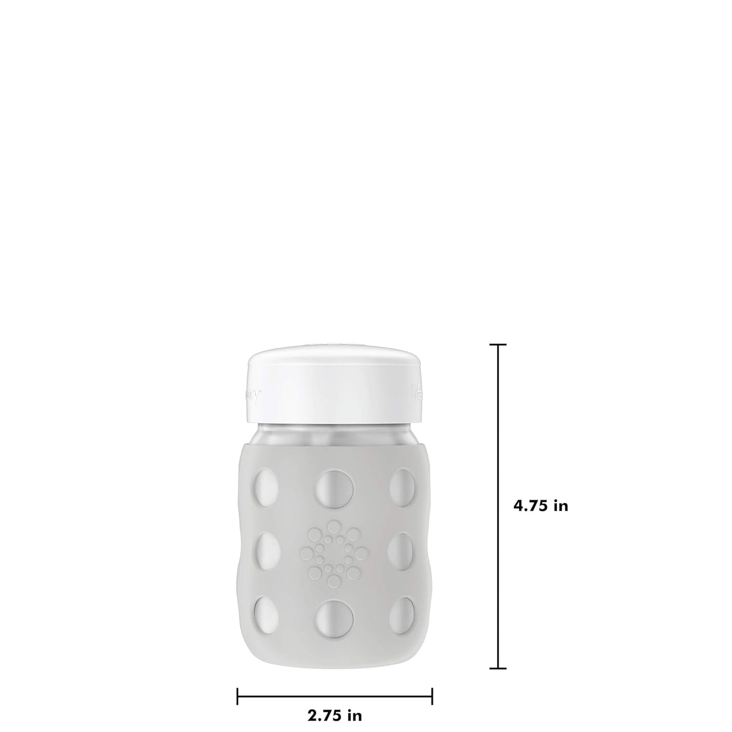 Lifefactory 8-Ounce Stainless-Steel Vacuum-Insulated Wide-Neck Baby Bottle with Hard Sippy, Stone Gray, LS2221WCG4