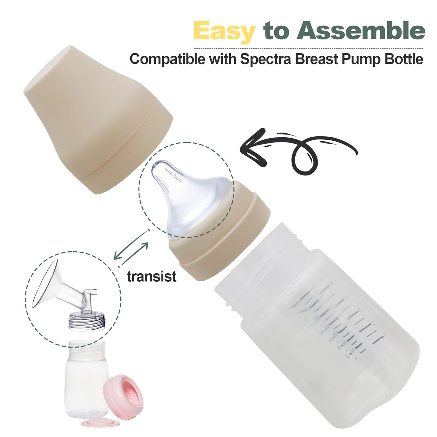 Bottle Nipples Compatible with Spectra with Baby Safe Soft Silicone,Medium Flow Nipples for Bottles Compatible with Spectra,Size 0-12 Month,2PCS (M)