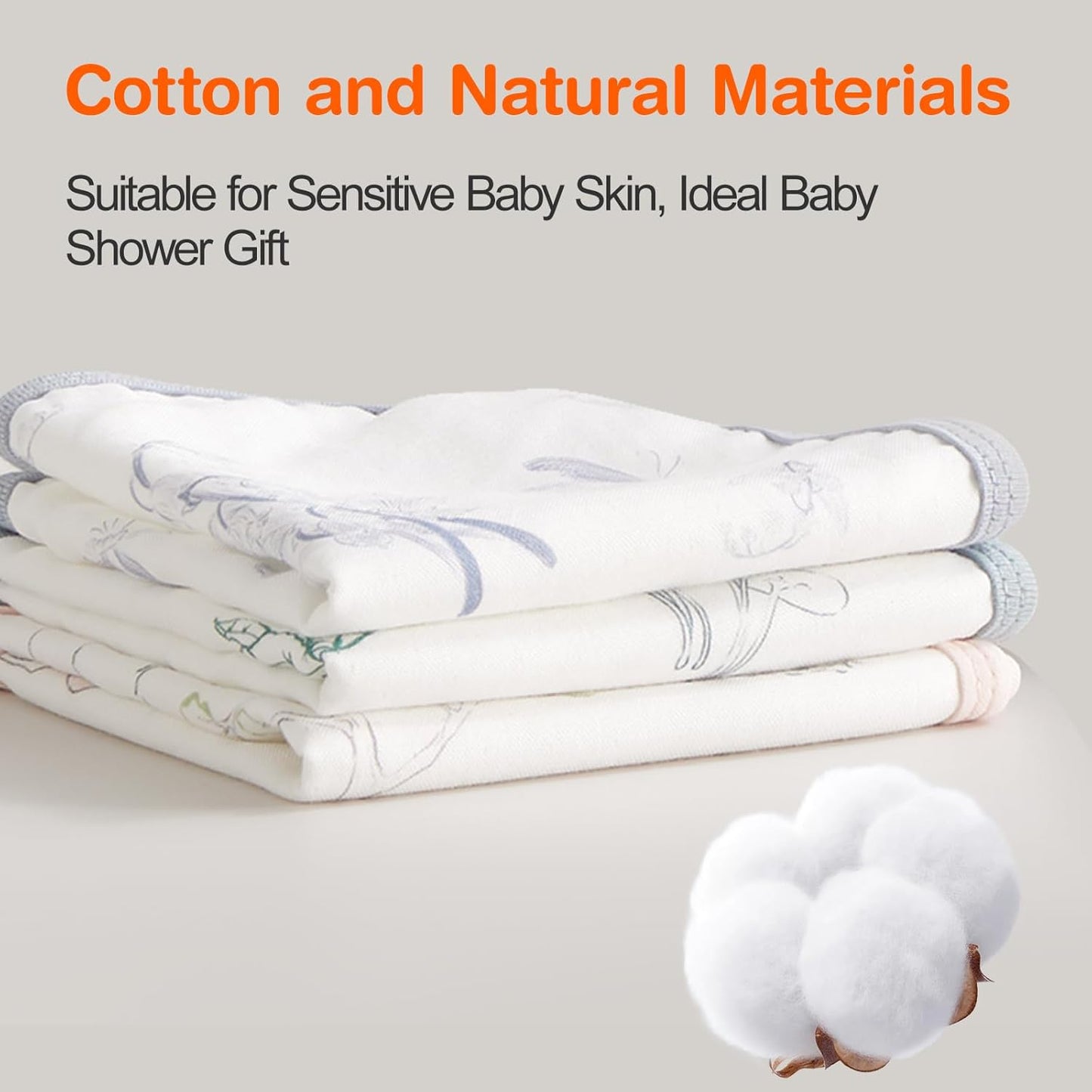 Baby Washcloths, Soft Burp Cloths, Absorbent Baby Bath Towels-4 Layer Design-Reusable Baby Wipes Newborn Bath Face Towel for Delicate Skin, Wash Cloths for Shower and Baby Essentials - 3 Pack