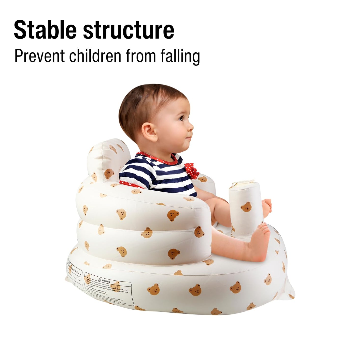 PandaEar Inflatable Baby Seat for 3 Months+, Blow Up Infant Chair Toddler Floor Seats with Built in Air Pump for Sitting Up, Bear
