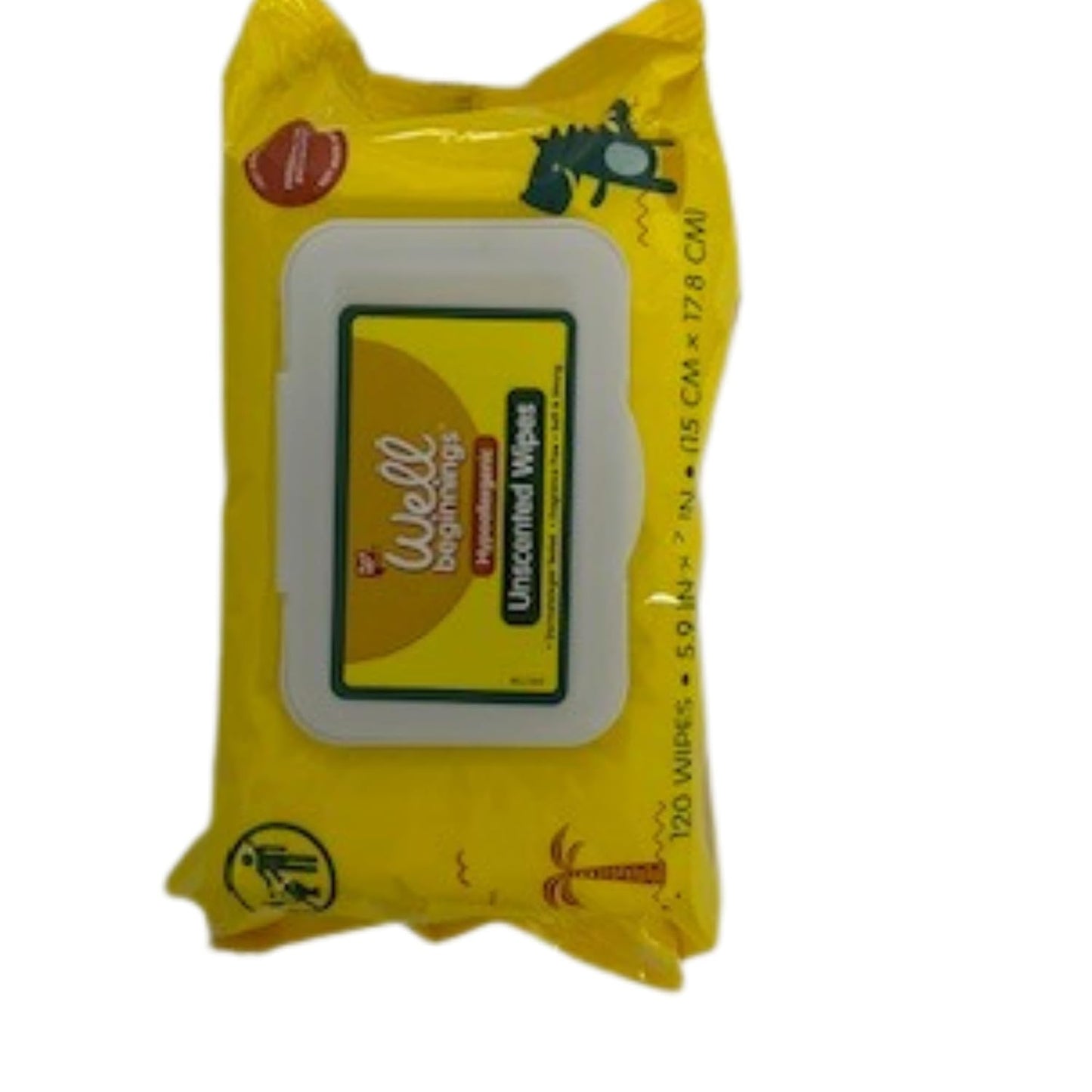 Pack of 5 Well Beginnings Hypoallergenic Unscented Wipes Dermatologist Tested Fragrance Free Soft & Strong, 120 Wipes