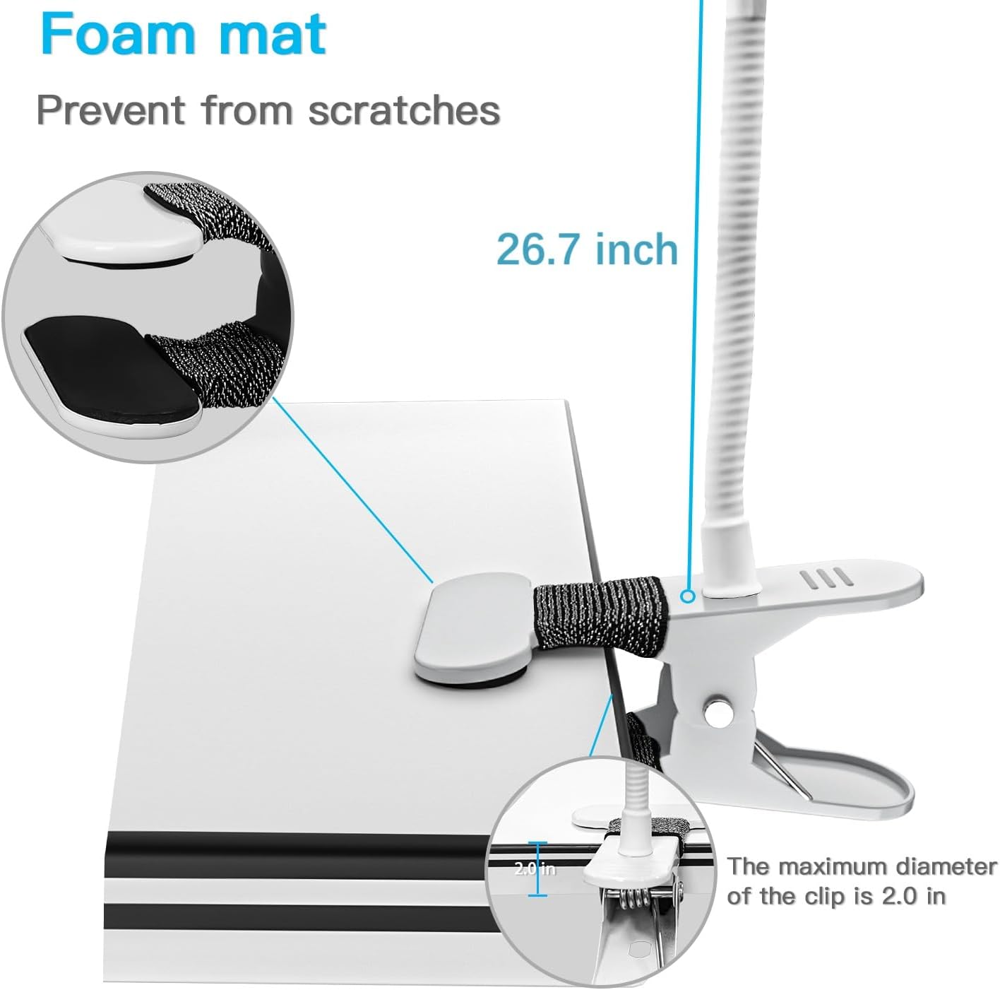 Gooseneck Baby Monitor Mount, 26 Inch Universal Camera Clip for Infant Optics DXR-8/8 Pro, Hellobaby/Momcozy/ANMEATE/Vtech/Motorola and Most Cameras with 1/4'' Screw or Flat Base