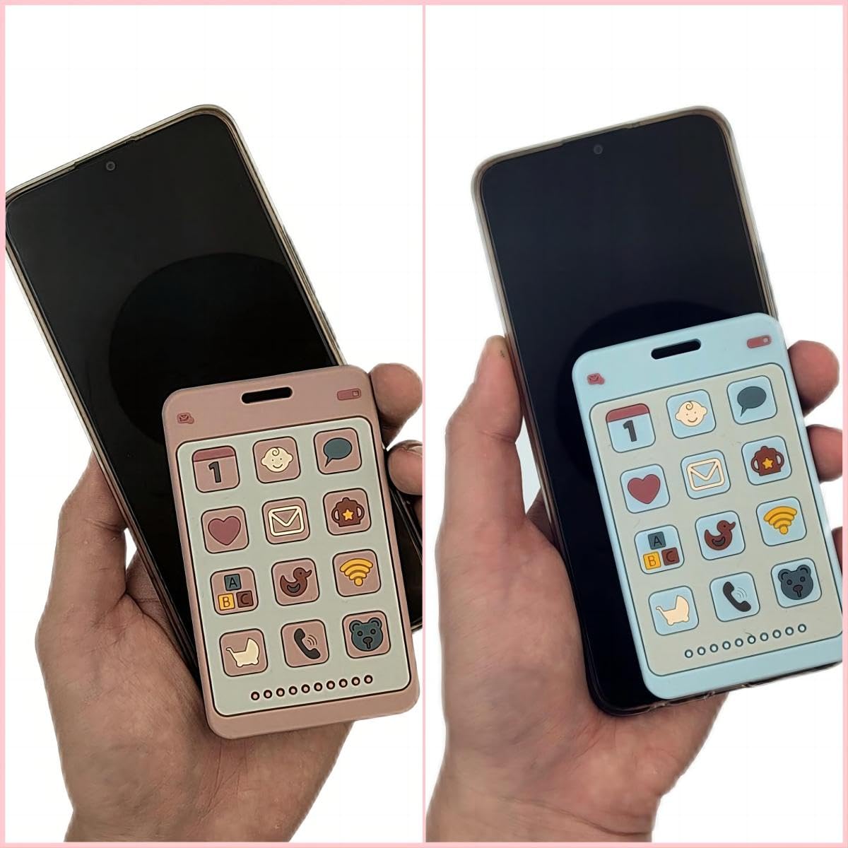 Soft Silicone Phone Shape Teether Boys Girls Baby Molar Teether Chew Toys, Teething Toy (Blue)